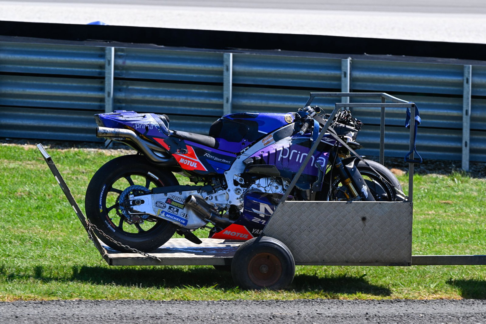 Jack Miller's damaged Yamaha M1. Credit: Gold and Goose.