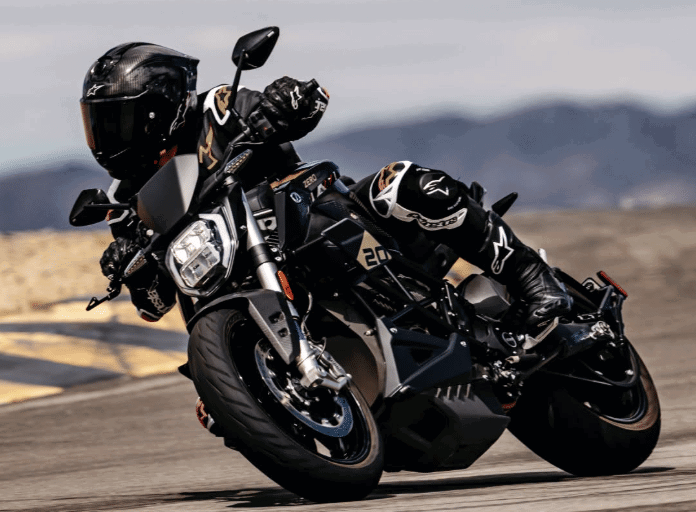 Zero SR/R riding on a track.