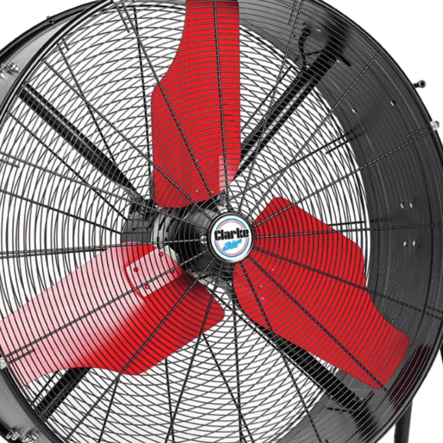 The Clarke CAMAX24 24in Extra High Output Drum Fan.