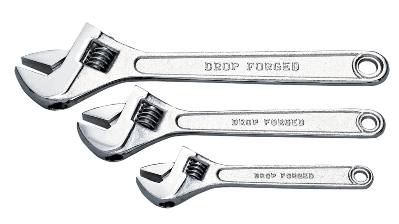 The Clarke CHT104 3 piece Adjustable Wrench Set from Machine Mart.