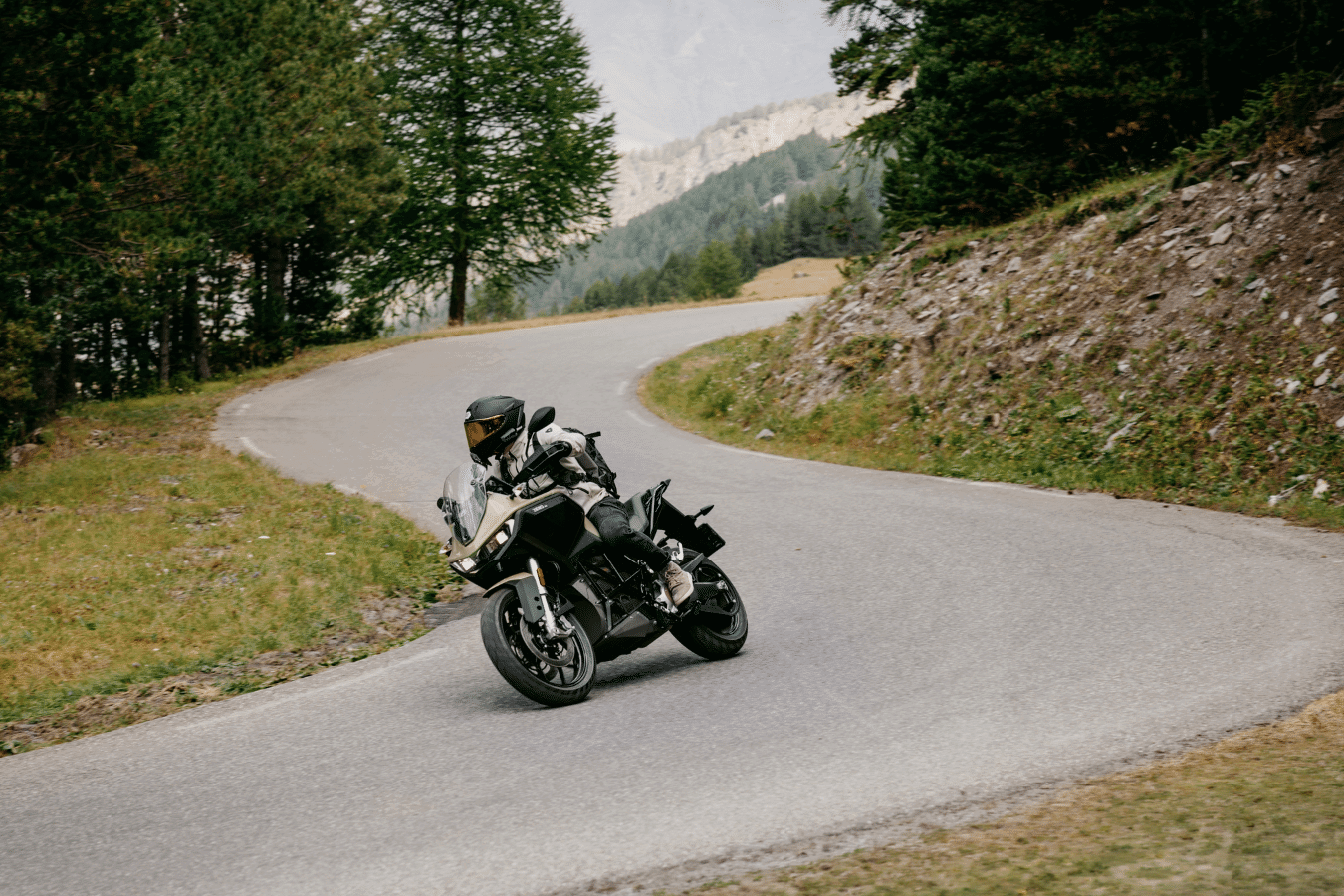 Zero DS motorcycle riding in the mountains.