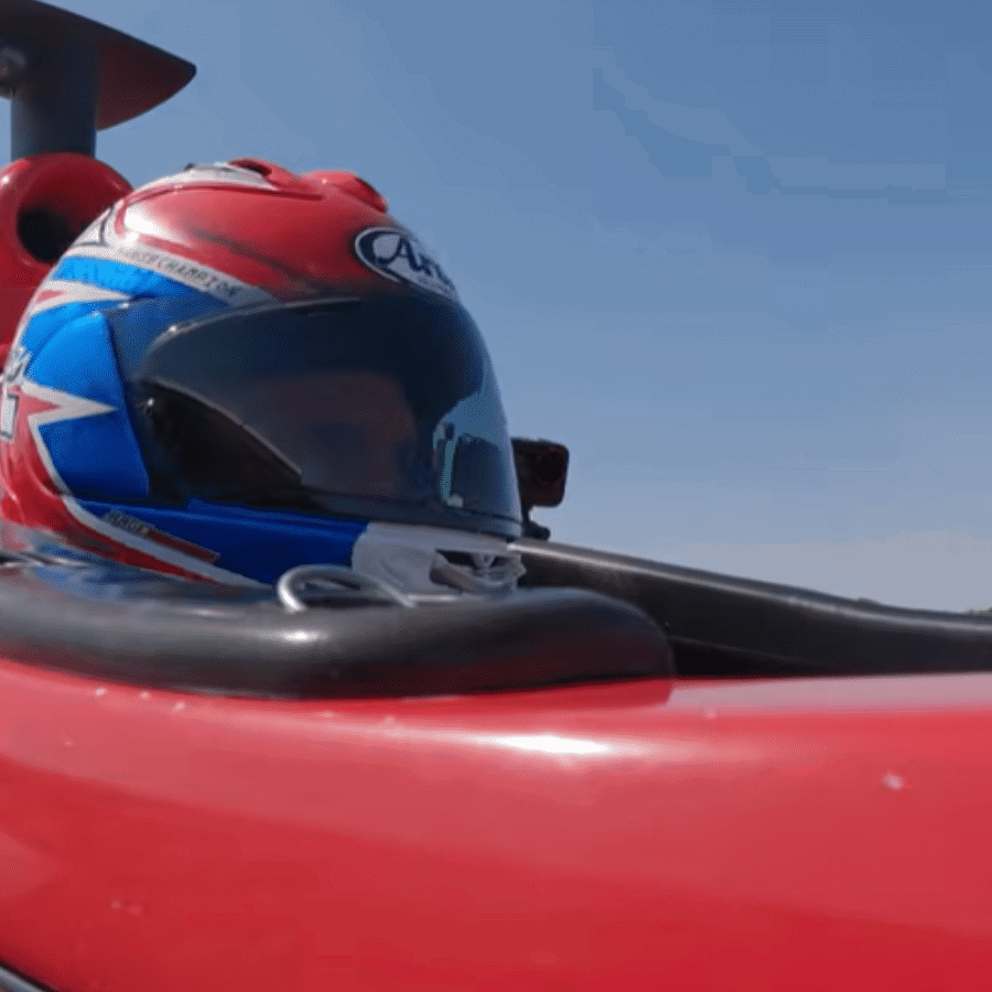 Carl Fogarty in a single-seater at the Bedford Autodrome.