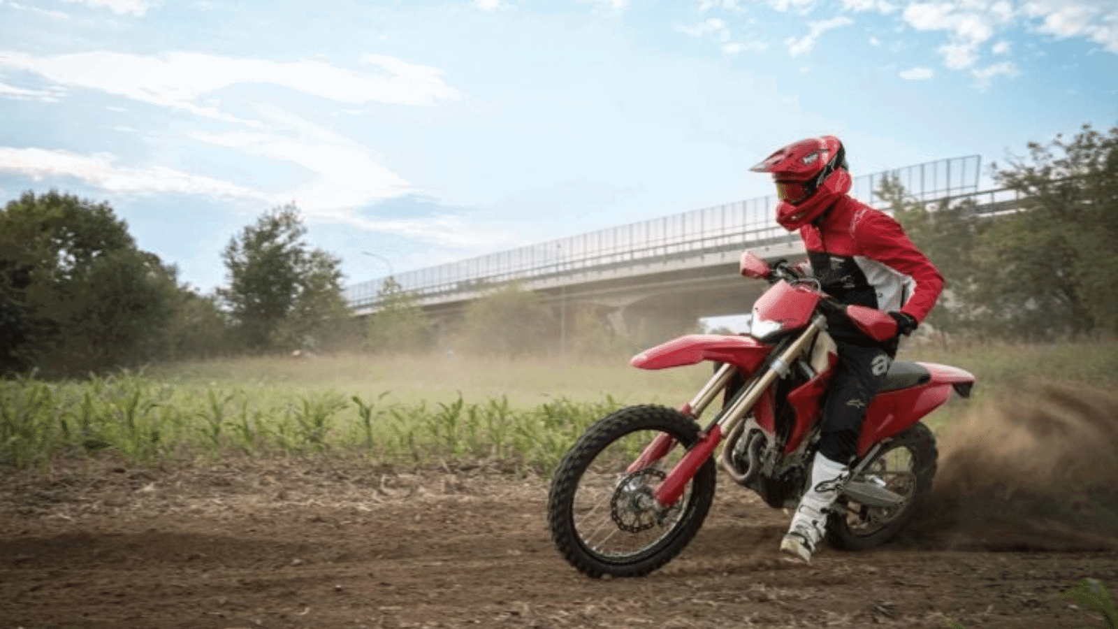 Ducati's Desmo450 motocross bike during the world record attempt.