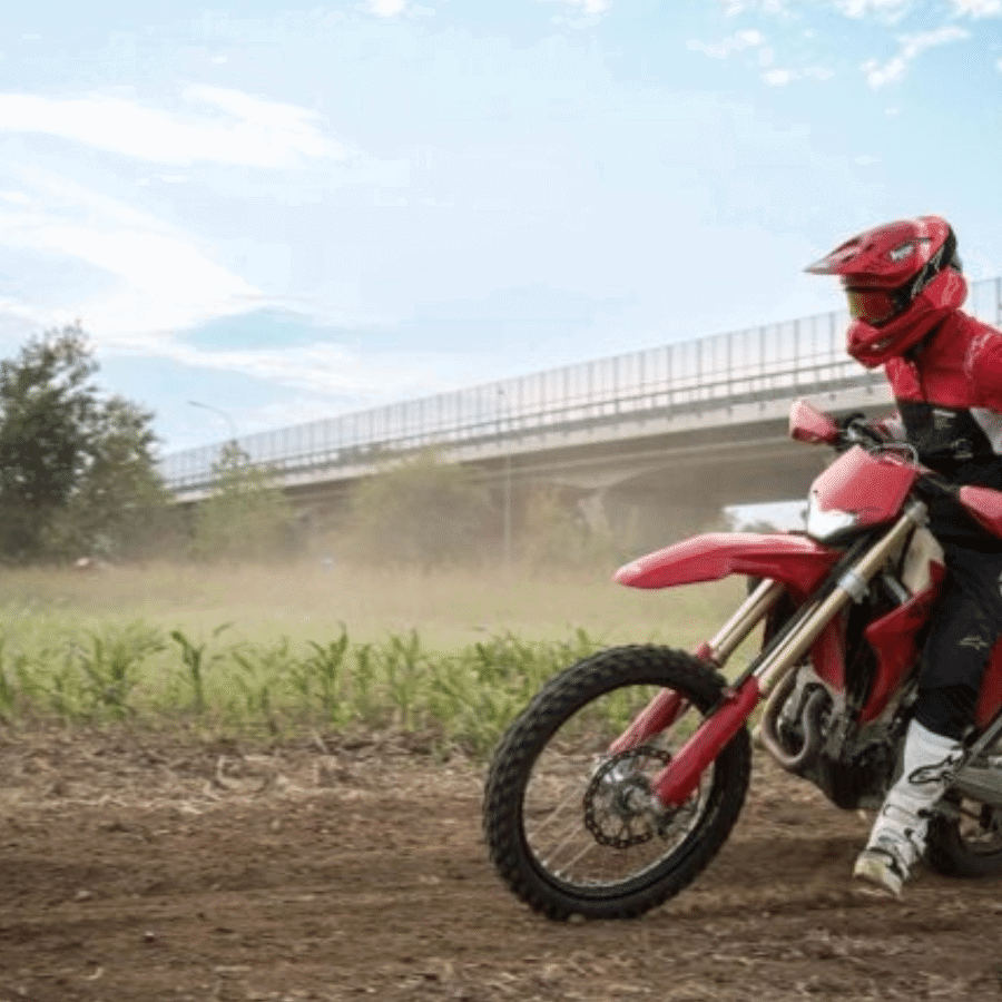 Ducati's Desmo450 motocross bike during the world record attempt.