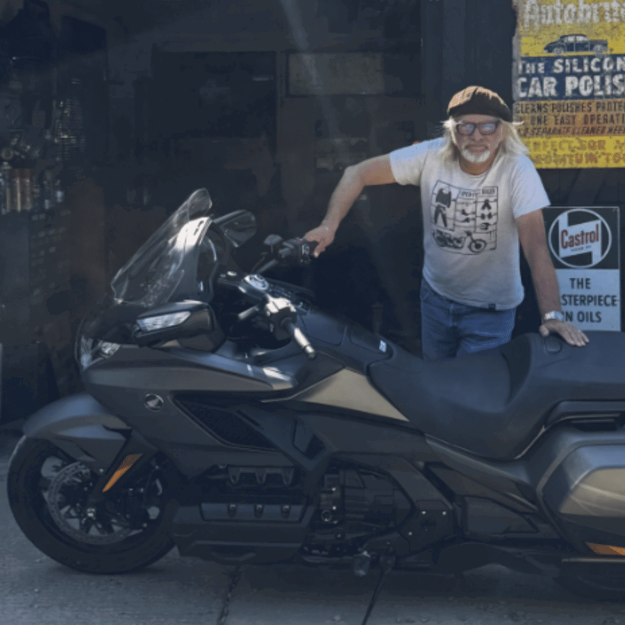 Henry Cole and his GL1800 Gold Wing. Credit: Doble Motorcycles.
