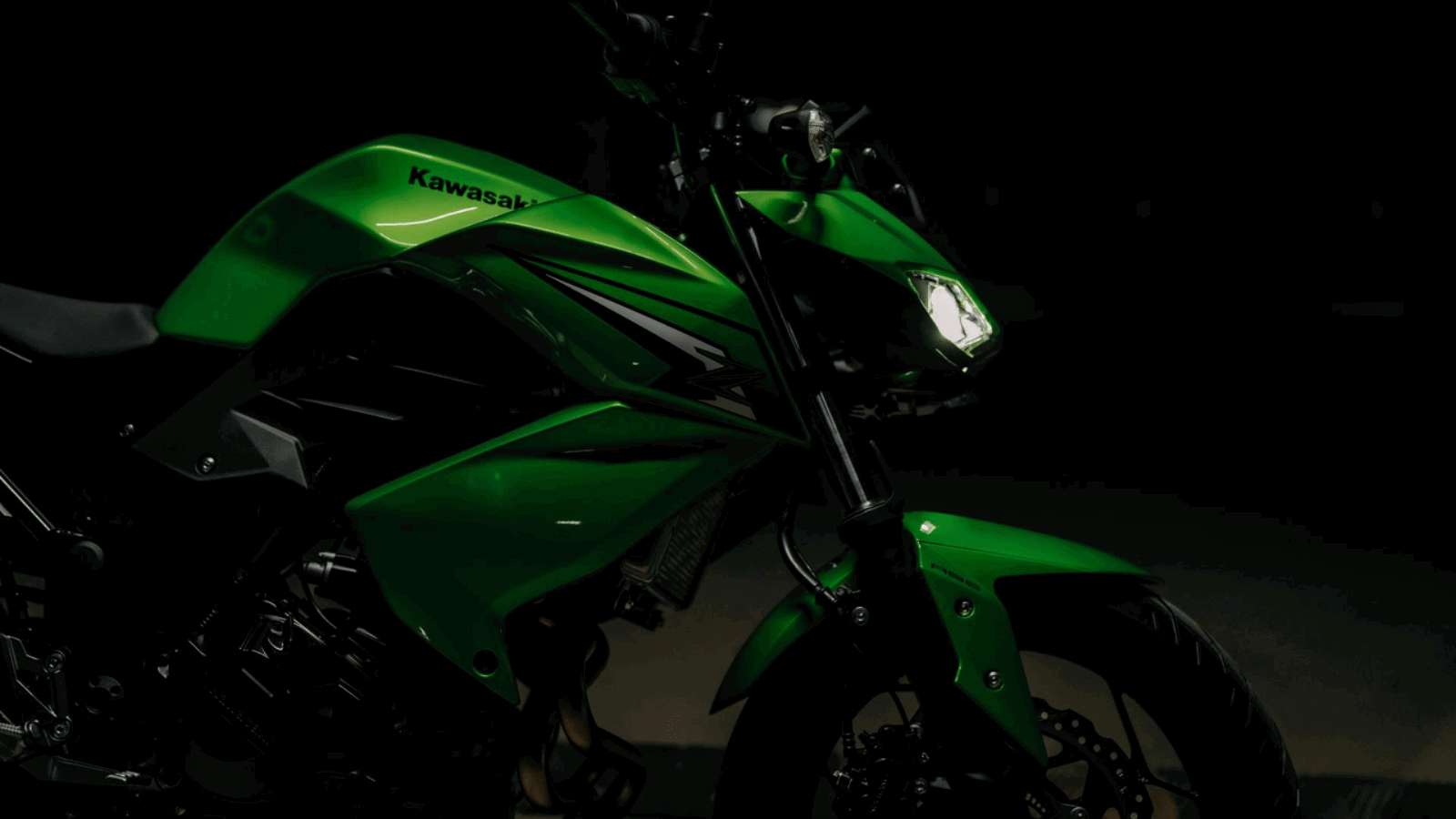 The Kawasaki Z300 in green. Credit: Kawasaki.