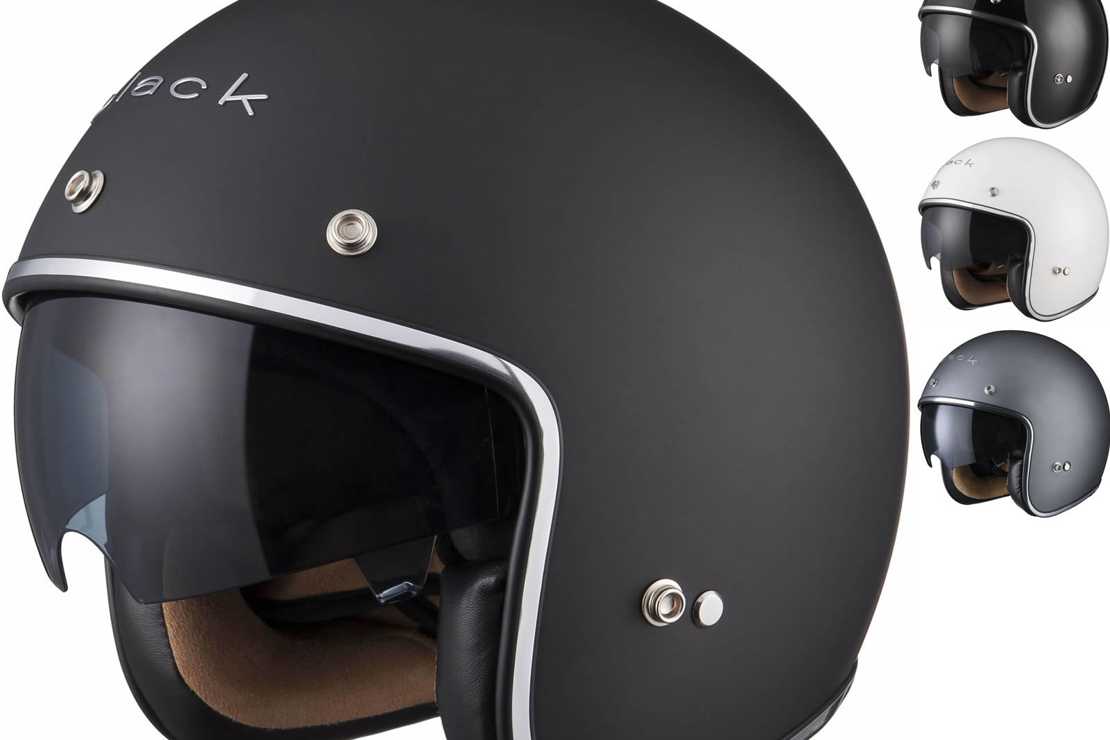 Black Classic Open Face Motorcycle Helmet (85)