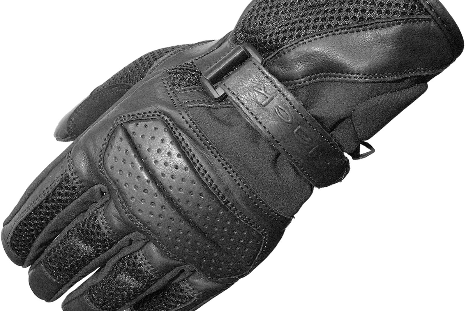 Black Airflow Leather Motorcycle Gloves