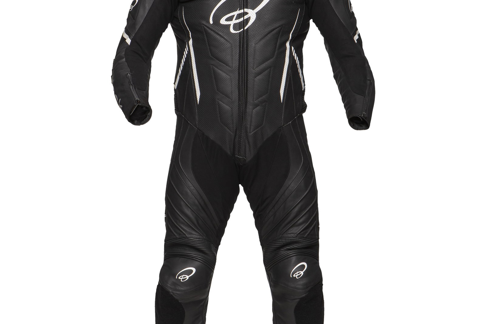 Black Thunder 1-Piece Leather Motorcycle Suit