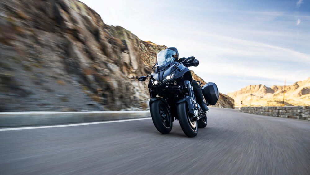 2023 Yamaha Niken GT on mountain road. - Yamaha