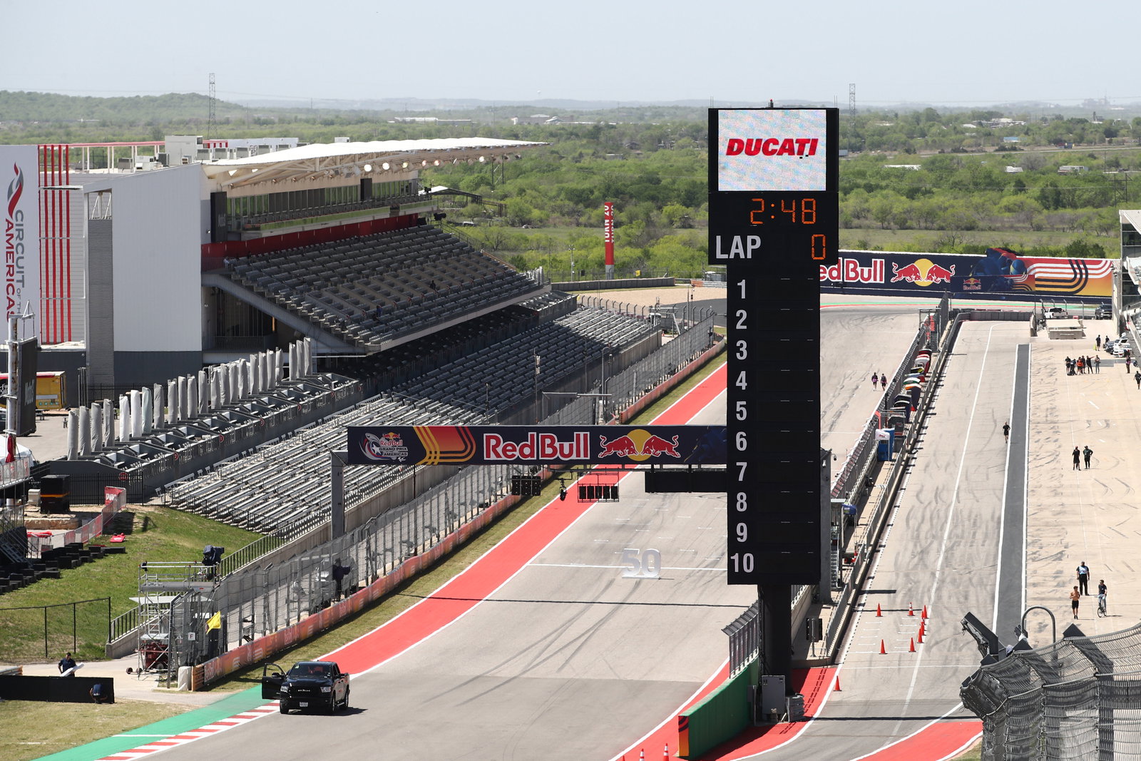 COTA pit lane, pit straight, grandstand, 2022 MotoGP Grand Prix of the Americas.