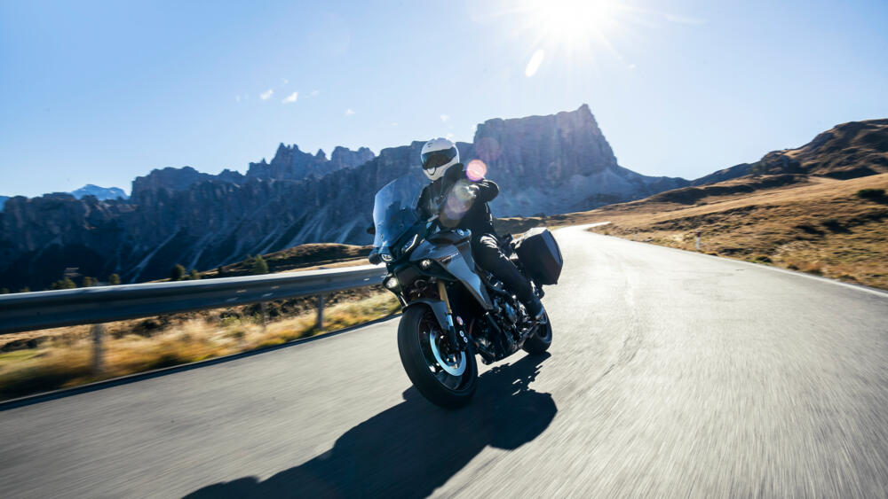  2023 Yamaha Tracer 9 GT+ on mountain road. - Yamaha