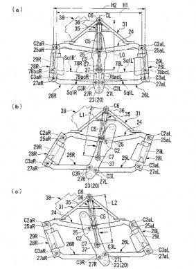 Honda files patents for leaning three-wheeled motorcycle
