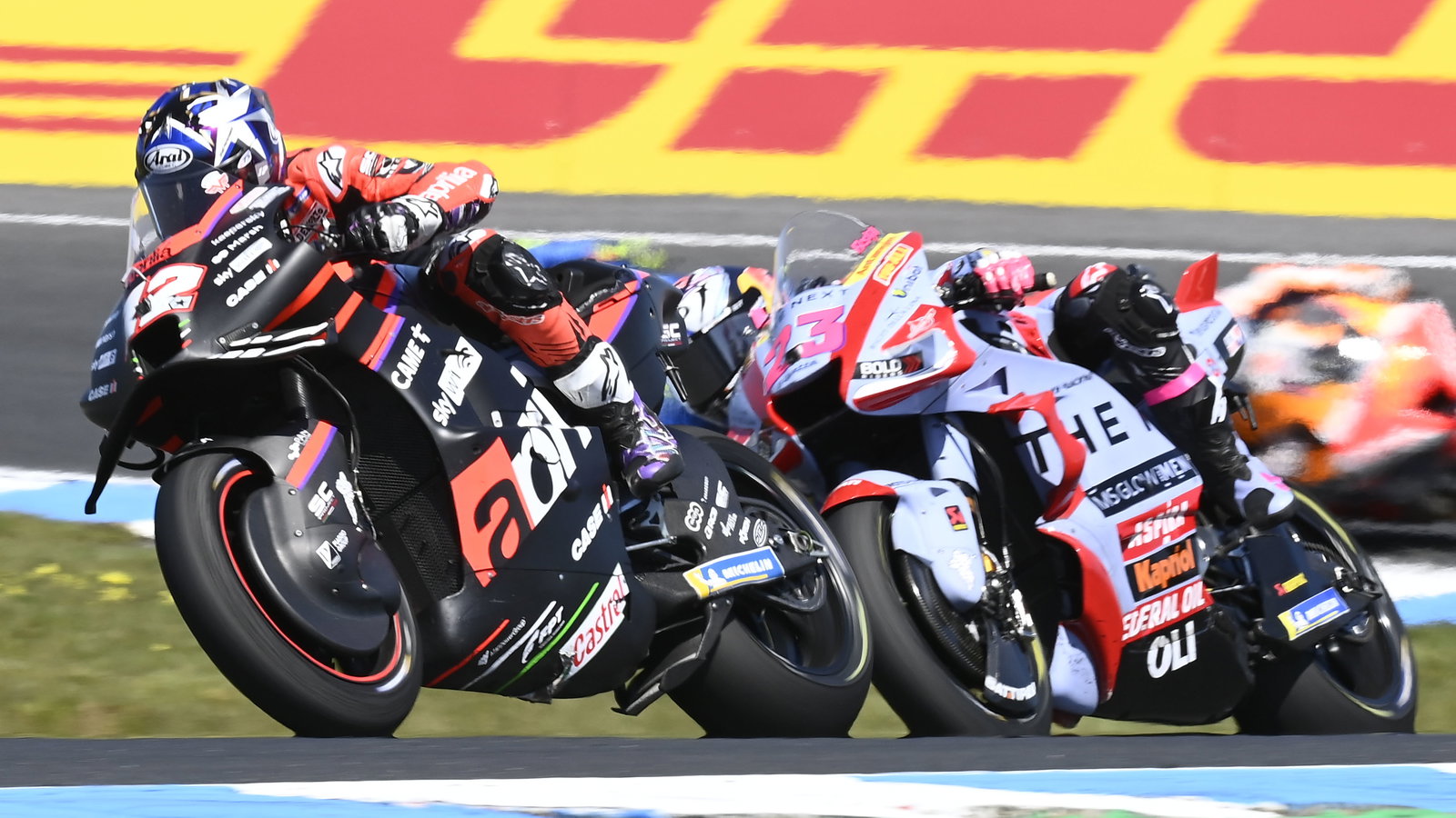 Maverick Vinales, Enea Bastianini, 2023 MotoGP Australian Grand Prix. - Gold and Goose