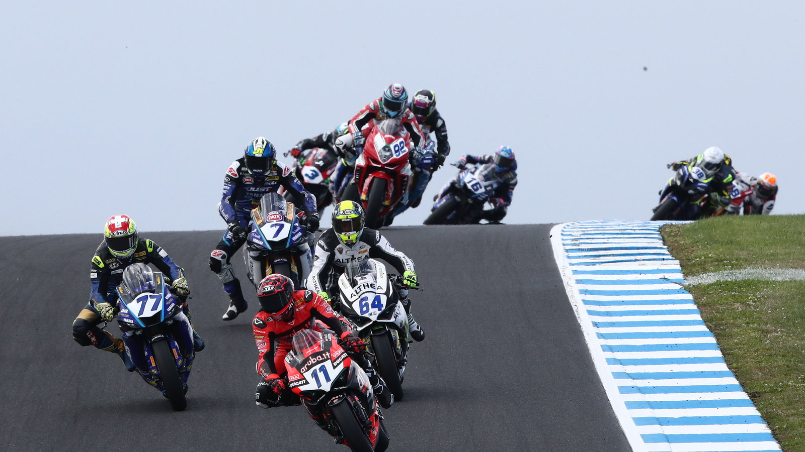 Nicolo Bulega leads WorldSSP race, 2022 Australian WorldSBK. - Gold and Goose