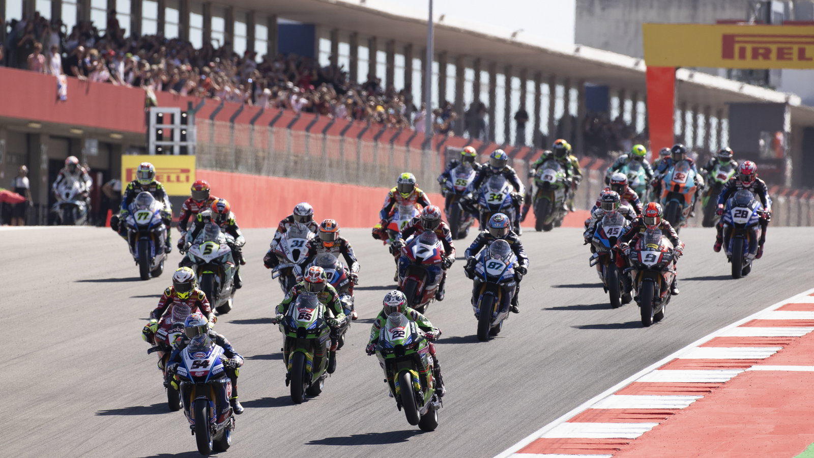 WorldSBK Race start, 2023 Portuguese WorldSBK. - Gold and Goose