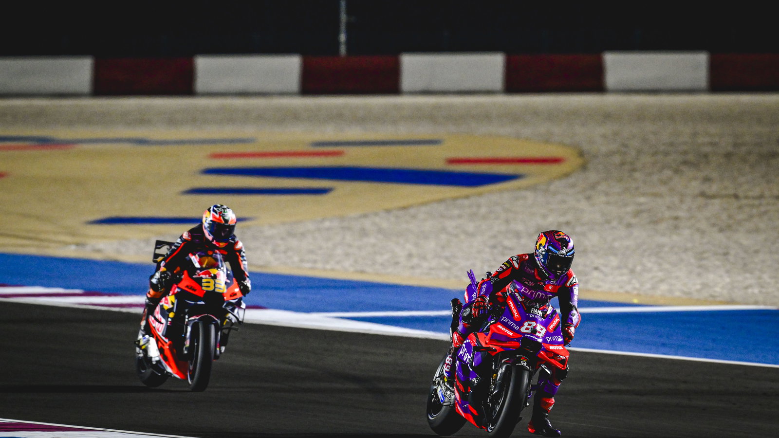 Jorge Martin, Brad Binder, 2024 MotoGP Qatar Sprint. - Gold and Goose