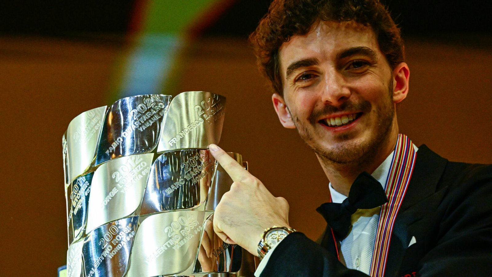 Francesco Bagnaia at the 2022 MotoGP awards ceremony