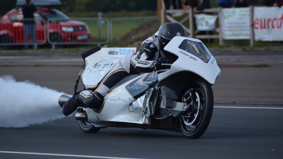 a steam powered drag racing motorcycle