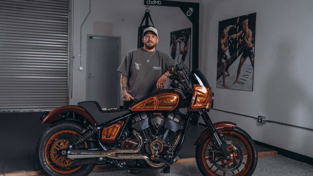 TJ Dillashaw with custom Indian Sport Chief