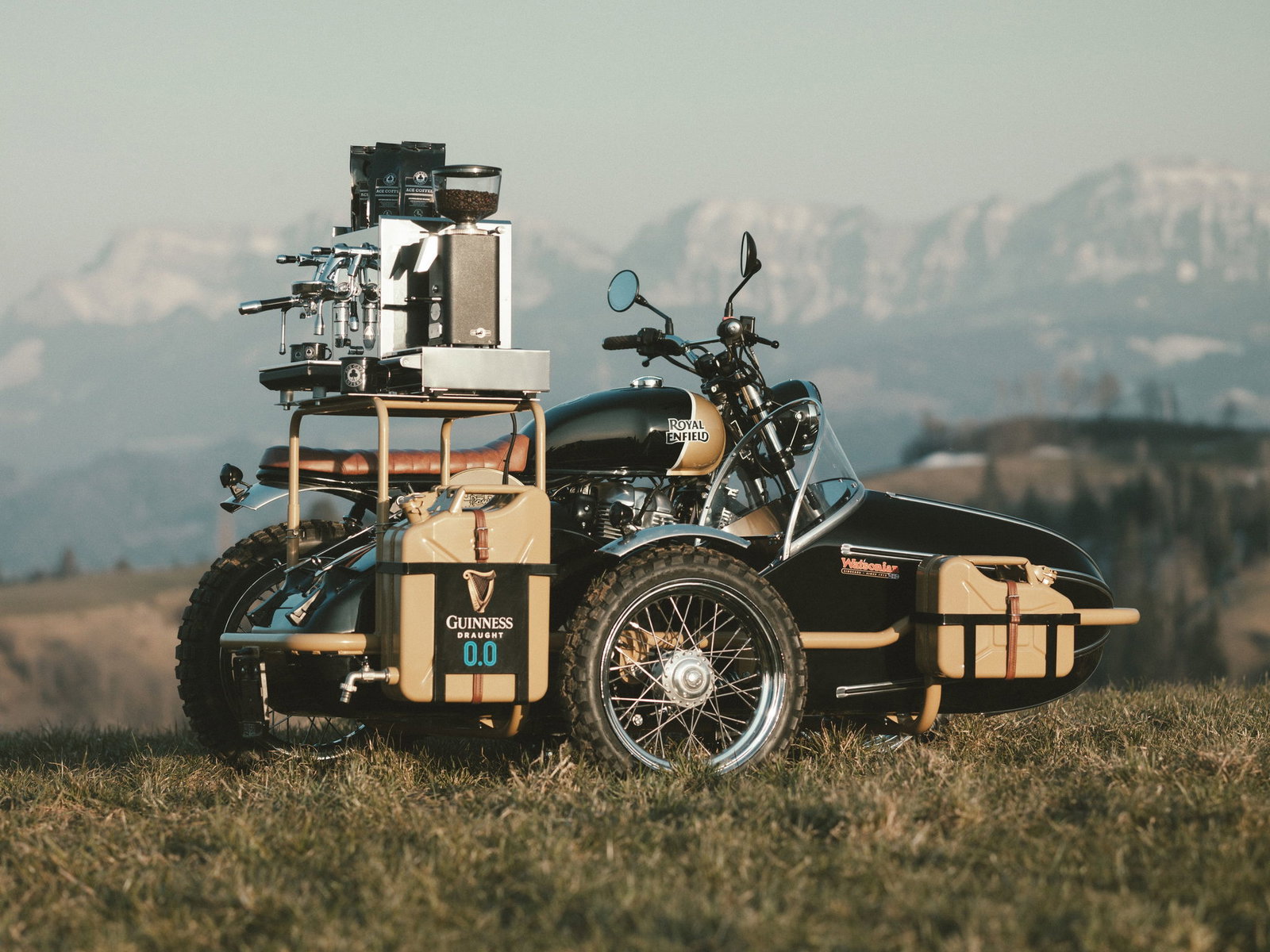 A motorcycle and sidecar outfit that serves coffee!