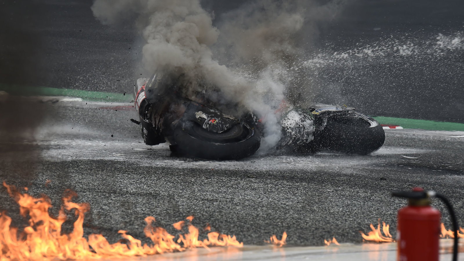 Lorenzo Savadori, fiery crash, Styrian MotoGP