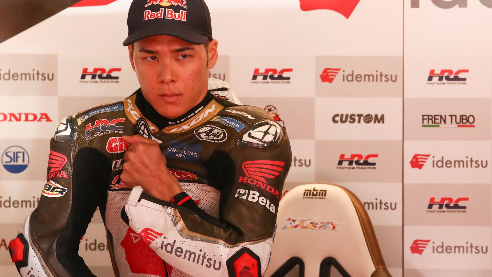 Takaaki Nakagami in LCR Honda garage, 2022 Catalan Grand Prix. - Gold and Goose