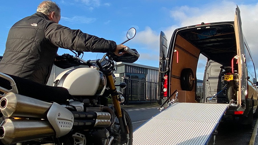 BMF loading van for EU motorcycle travel