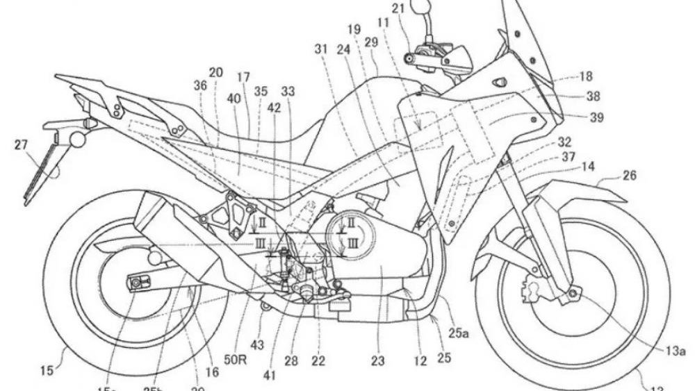 Honda XL750 Transalp patent drawing. - Motociclismo