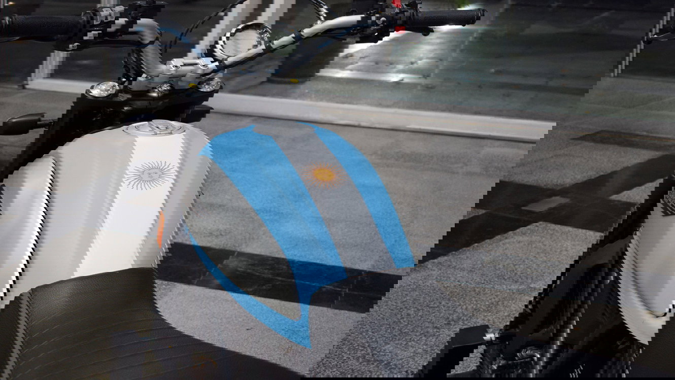 Ducati Scrambler with Argentinian flag paint on fuel tank. - Ducati Media