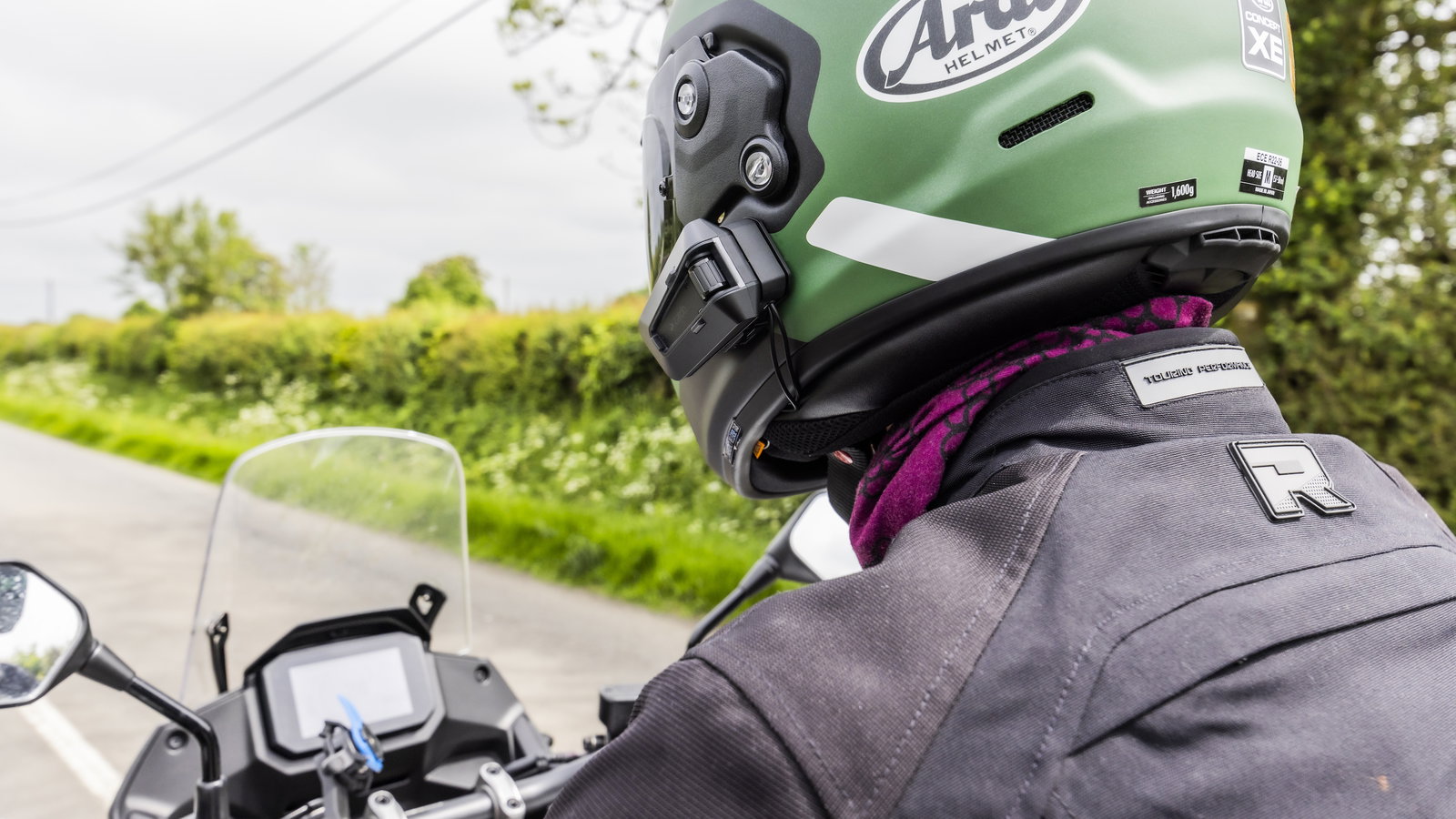 Cardo Packtalk Pro on helmet