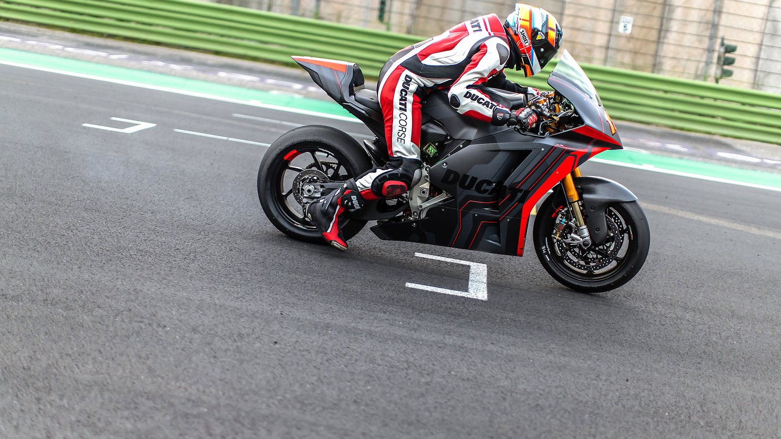 Alex De Angelis launches Ducati MotoE bike in Vallelunga test. - Ducati Media
