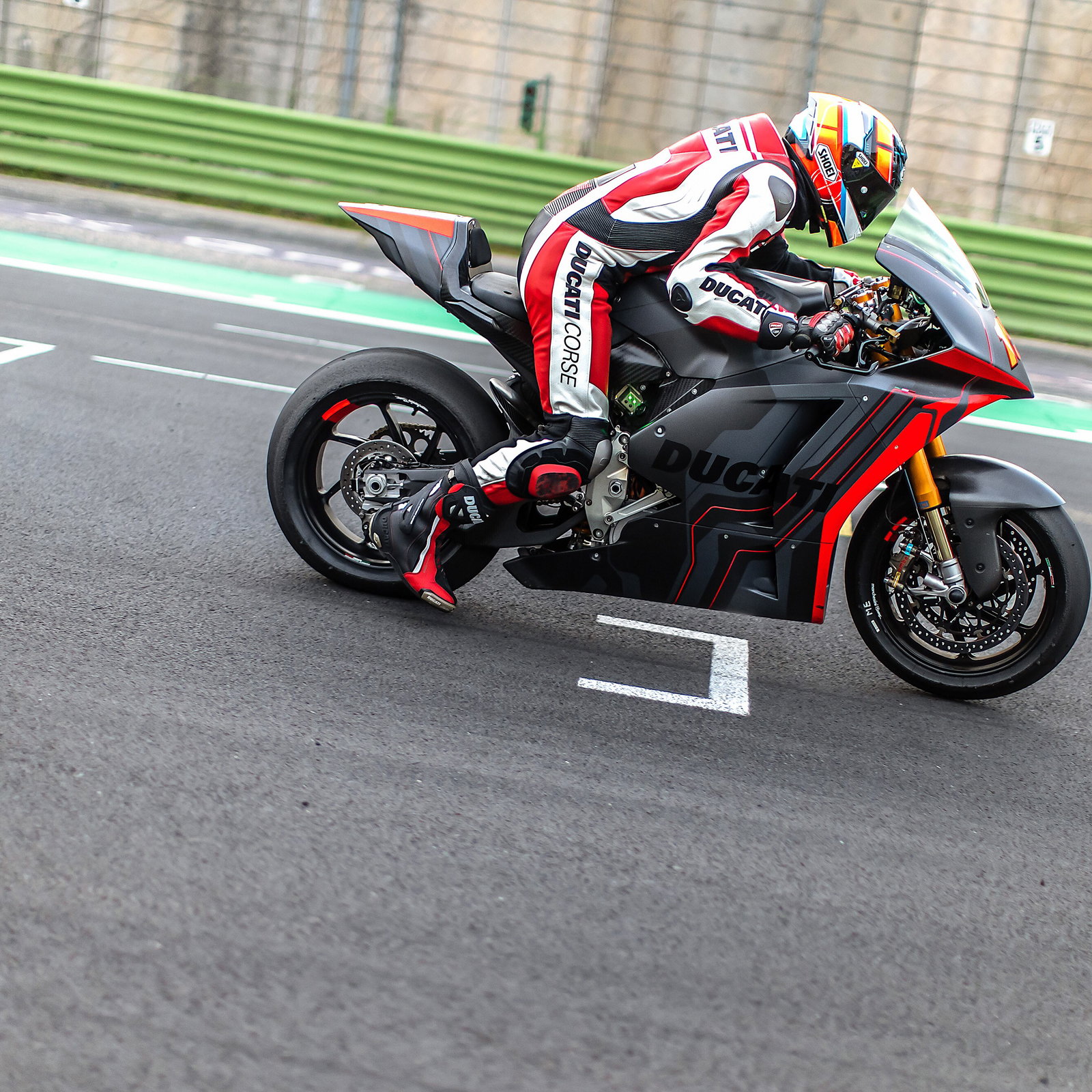 Alex De Angelis launches Ducati MotoE bike in Vallelunga test. - Ducati Media