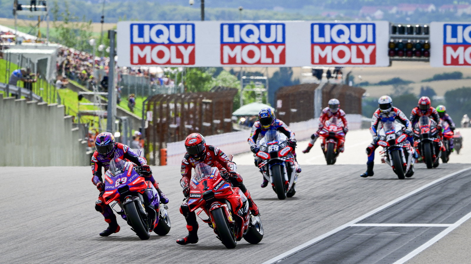 Francesco Bagnaia leads 2024 MotoGP German Sprint. - Gold and Goose