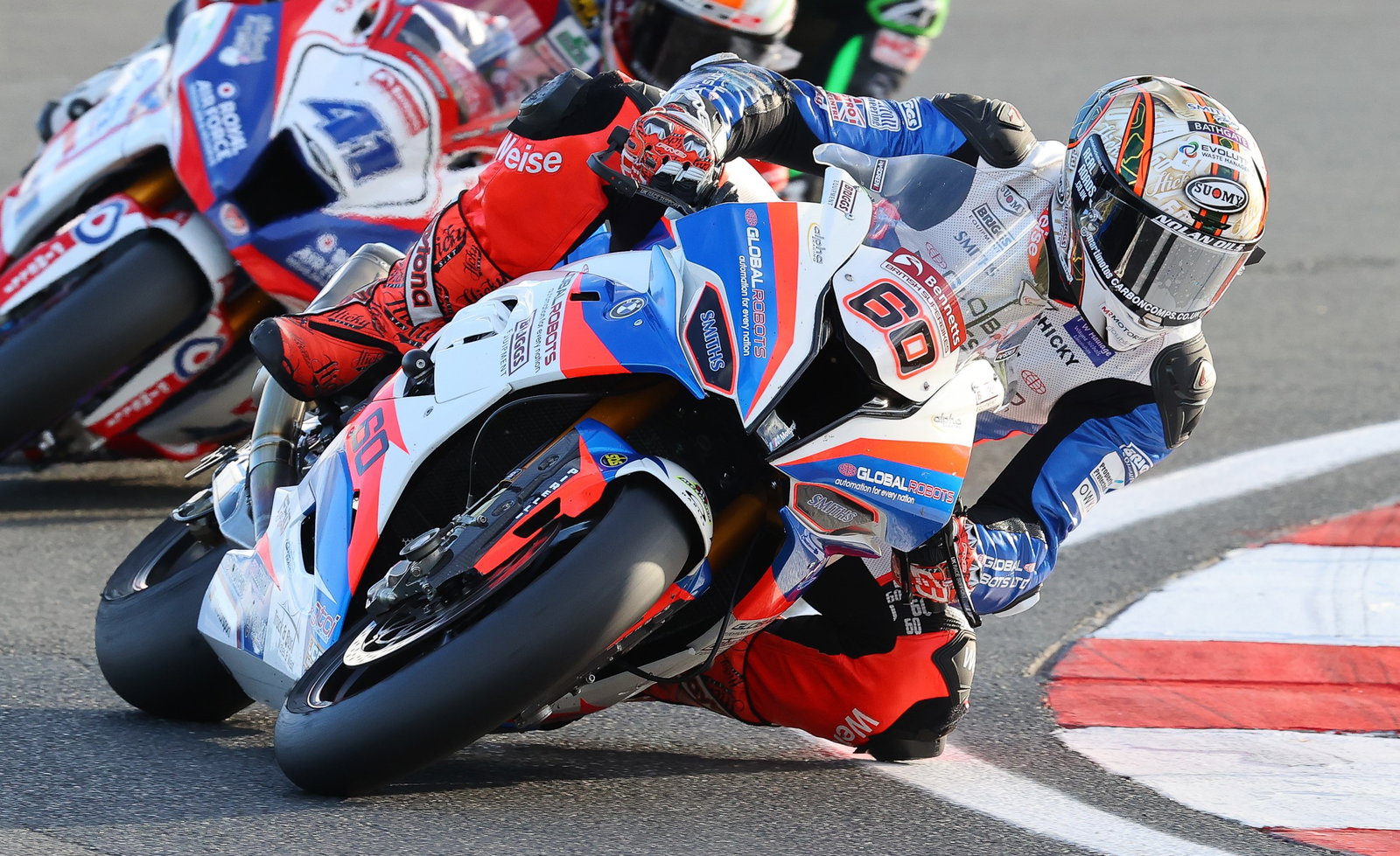 Peter Hickman riding a Smiths BMW