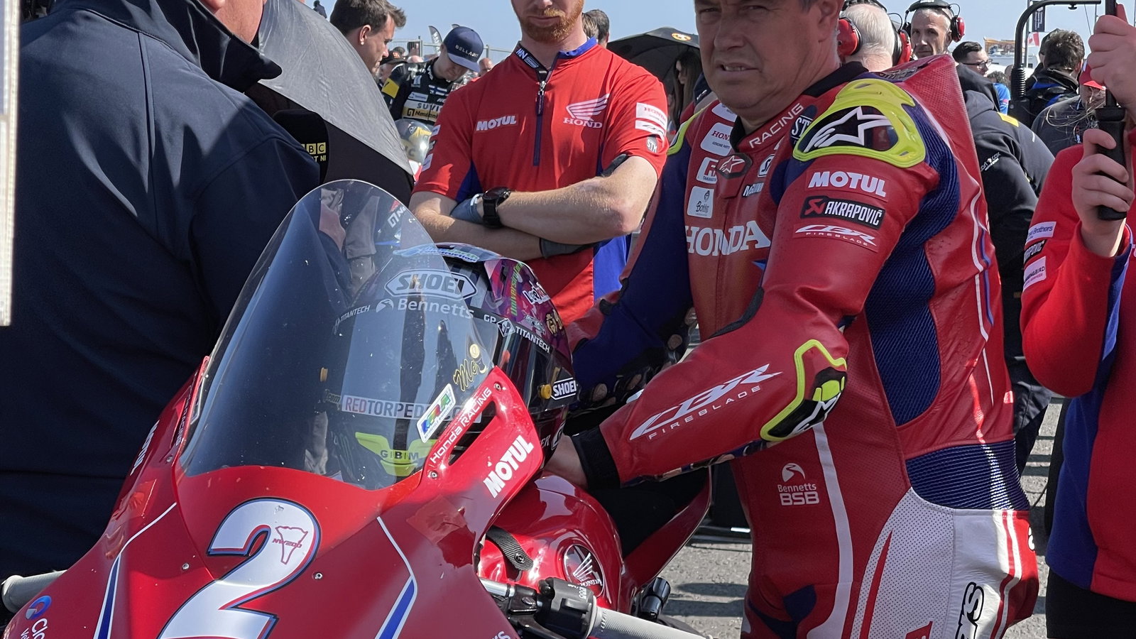 John McGuinness on the grid for the NW200 Superbike Race - Image author's own