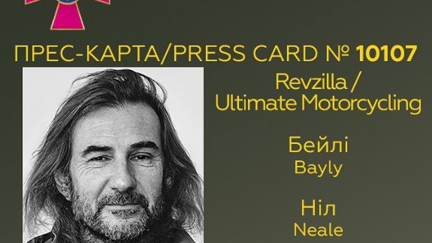 Neale Bayly's press ID card for his Ukraine trip