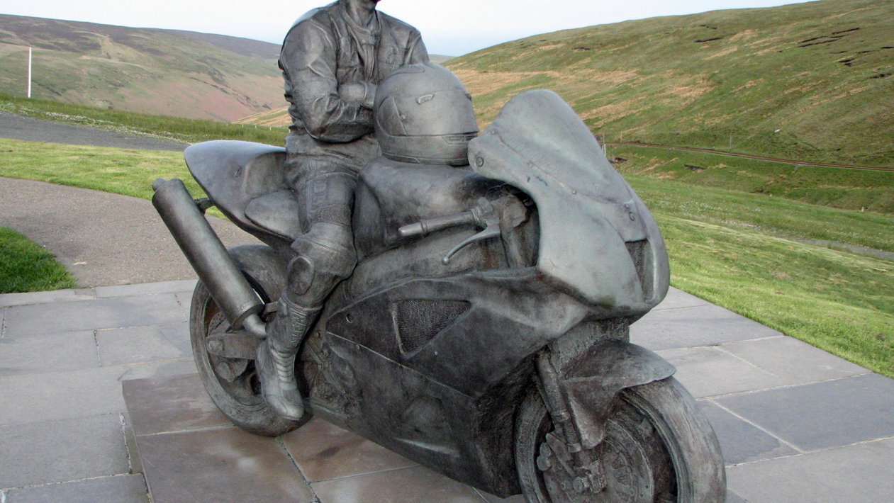 Joey Dunlop statue on the Isle of Man