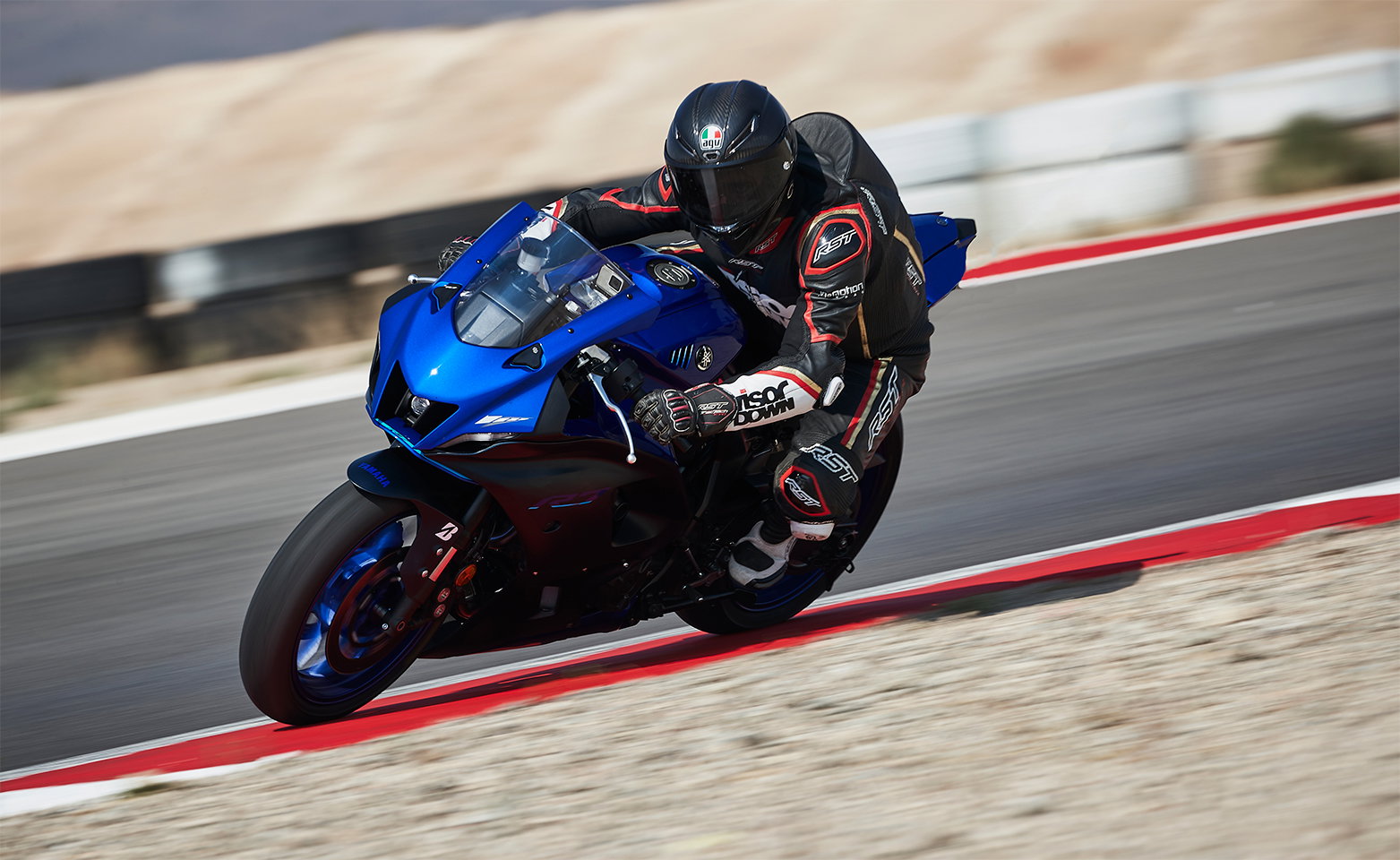 Yamaha R7 being ridden at a track day in 2022