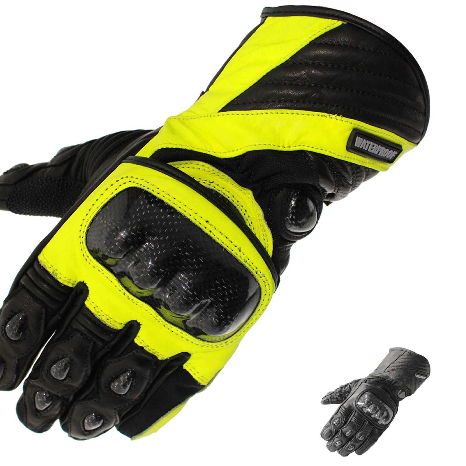 Black Element Thermal Leather Motorcycle Gloves