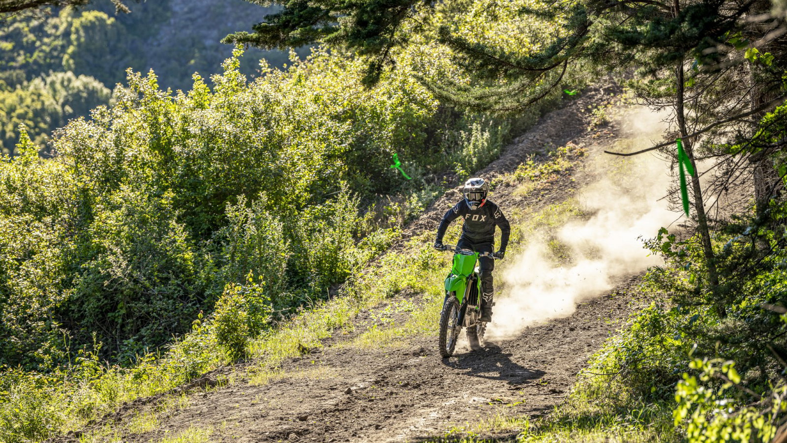 Kawasaki KX450X on dirt trail