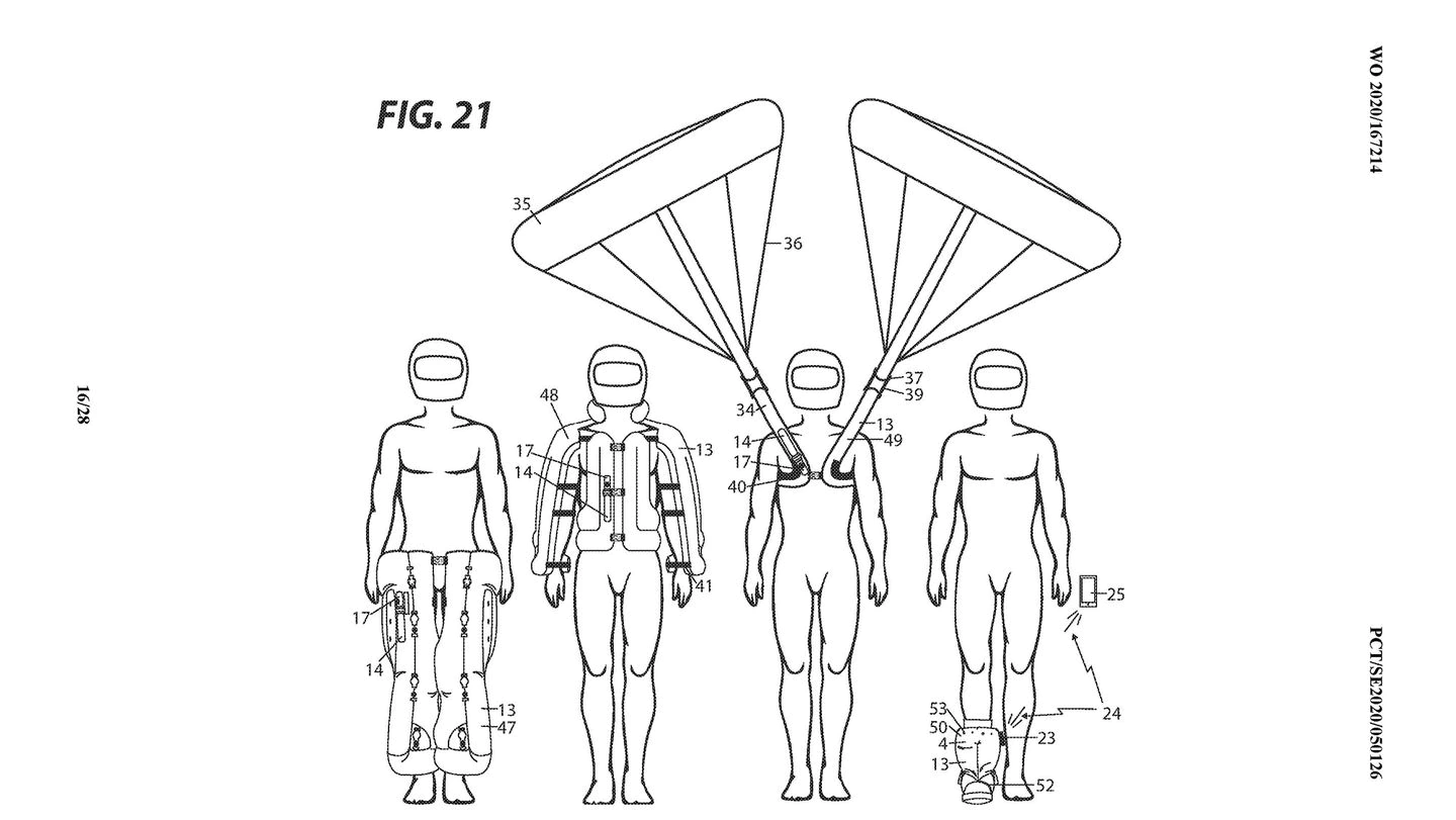 Airbag Inside parachute patent drawings. - Cycle World