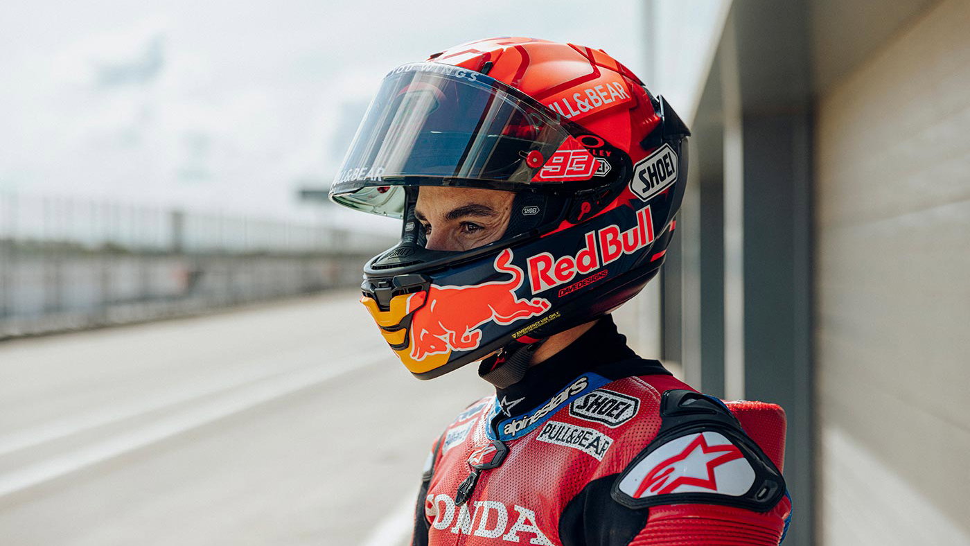 Marc Marquez in Shoei X-SPR Pro helmet. - Shoei