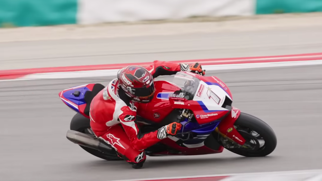 Tommy Bridewell, Honda Racing UK BSB shakedown, Portimao 2023. - Honda Video/YouTube