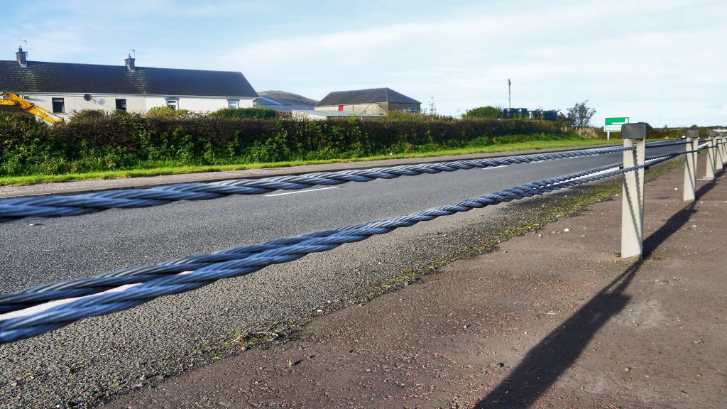 wire rope barrier is not quite road safety - banned in Northern Ireland