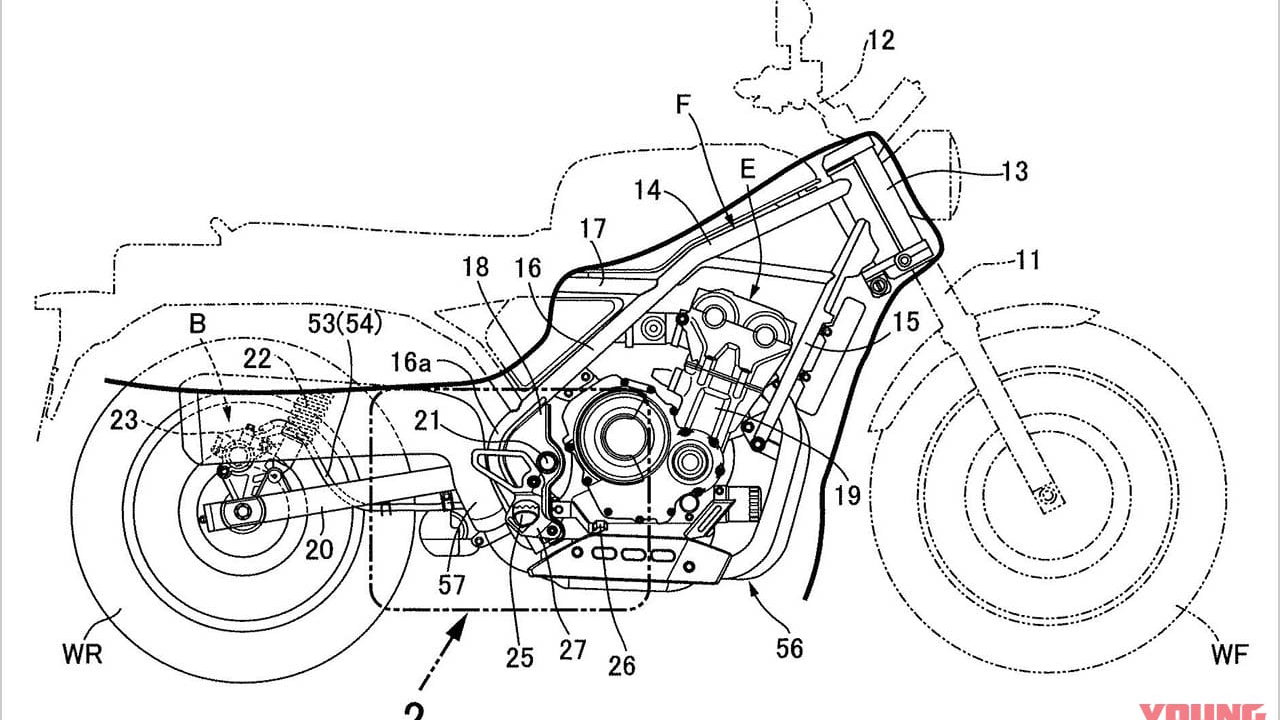 Honda CL500 Scrambler patent drawing.